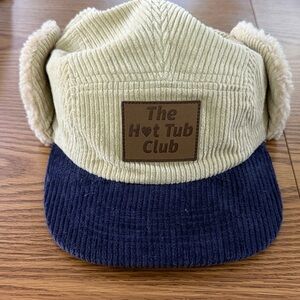 NWOT Men’s Corduroy Hat with ear muffs - Tan and Blue